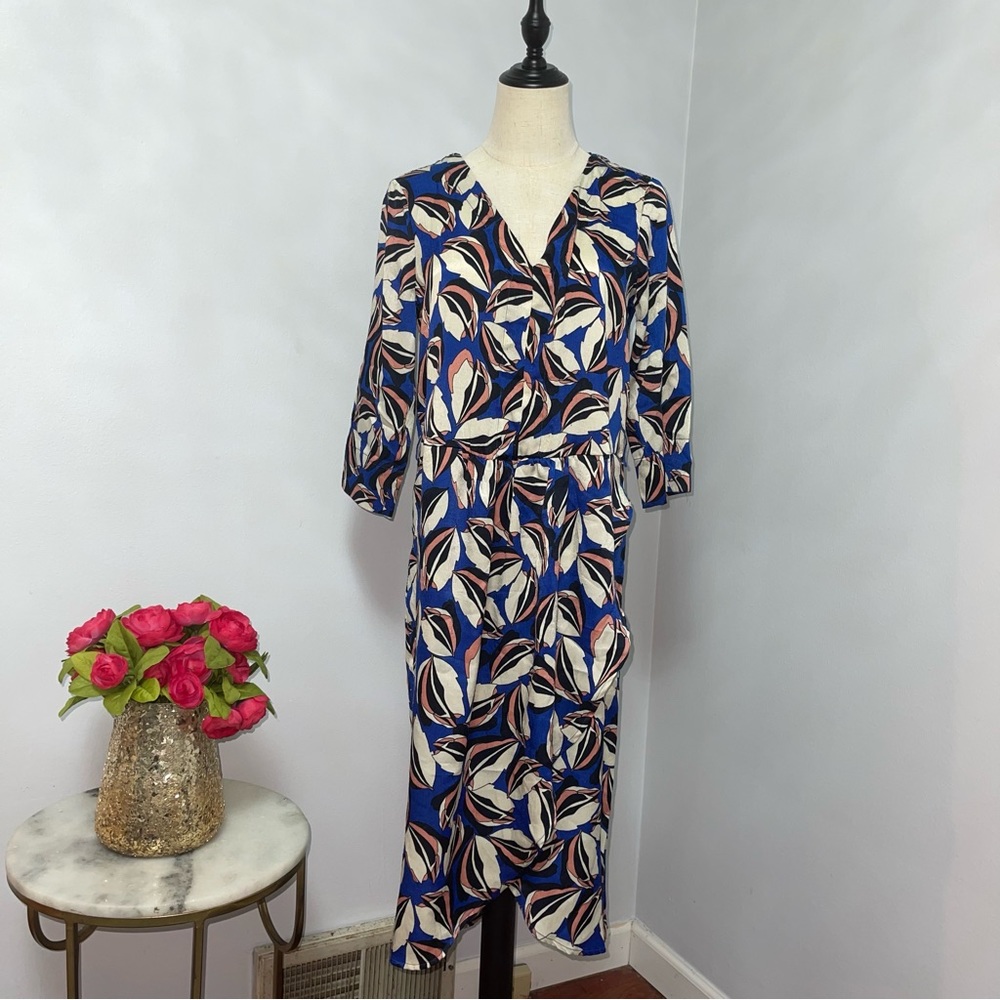 Vera Moda 3/4 Sleeves Patterned Faux Wrap Style Short Dress- New Defect- Reemoly